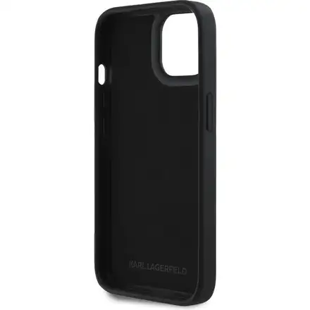 Karl Lagerfeld 3D Rubber Glitter Logo kryt iPhone 14 černý