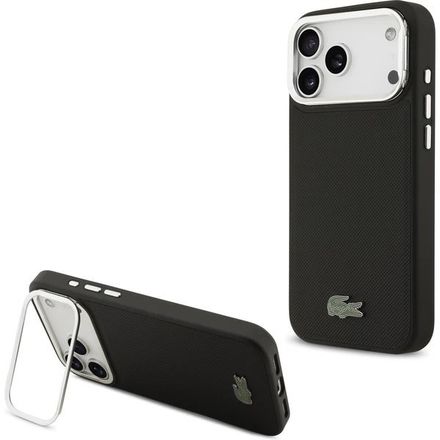 Lacoste Iconic Petit Pique Camera Stand MagSafe kryt iPhone 17 Pro černý