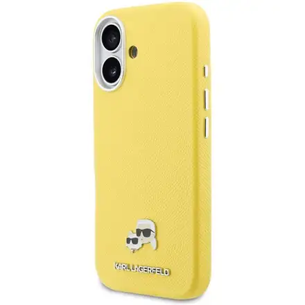 Karl Lagerfeld PU Karl and Choupette Heads Pins MagSafe kryt iPhone 17 žlutý
