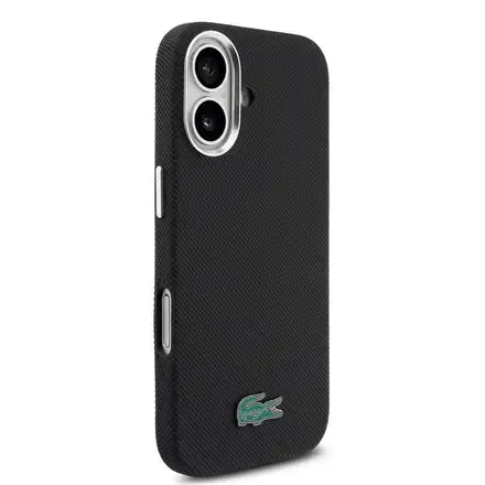 Lacoste PVC Iconic Petit Pique Metal Logo MagSafe kryt iPhone 16 černý