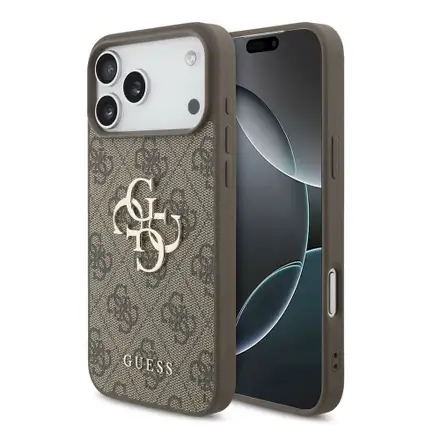 Guess PU 4G Metal Logo kryt iPhone 18 Pro Max hnědá