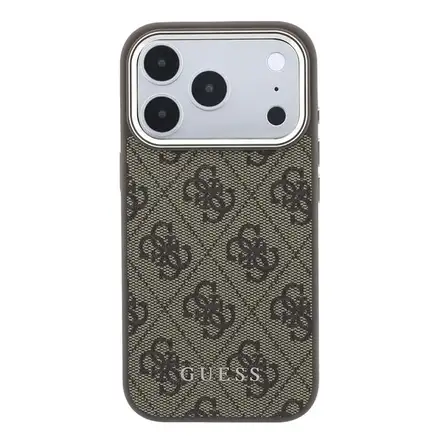 Guess PU Leather 4G Gold Frame MagSafe kryt iPhone 18 Pro Max hnědý
