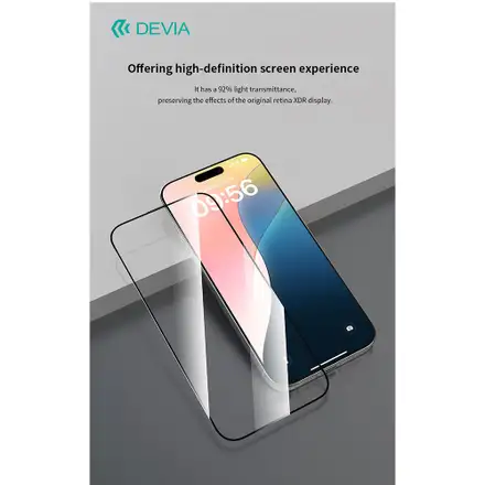 Devia ochranné sklo Van Series Anti-Static pro iPhone 16 Pro - Black Frame