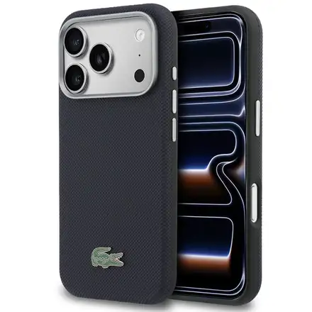 Lacoste PVC Petit Pique Semi Wrap MagSafe pro iPhone 17 Pro modrý