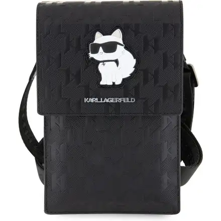 Karl Lagerfeld Saffiano Monogram Choupette NFT Brašna na Telefon černá