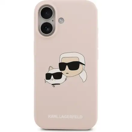Karl Lagerfeld Liquid Silicone Double Heads MagSafe kryt iPhone 17 Pro růžový