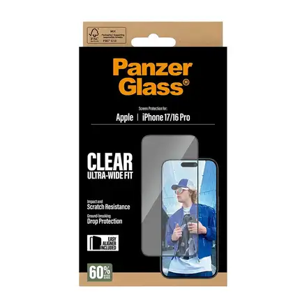 PanzerGlass ochranné sklo UWF pro iPhone 17/16 Pro-Black Frame