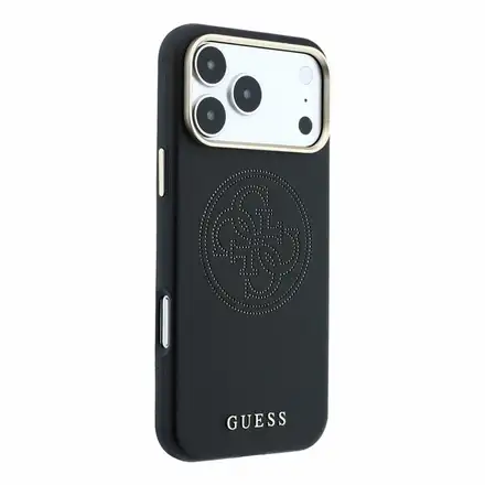 Guess PU Semi Wrap Perforated 4G Logo MagSafe kryt iPhone 18 Pro černý