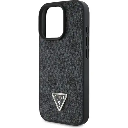 Guess PU 4G Strass Triangle Metal Logo kryt iPhone 16 Pro Max černý