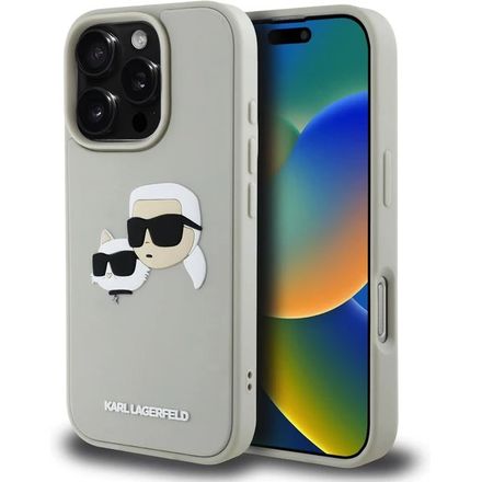Karl Lagerfeld 3D Rubber Double Heads kryt iPhone 16 Pro Max béžový