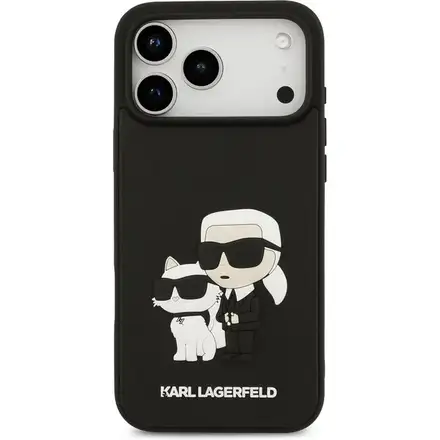Karl Lagerfeld 3D Rubber Karl and Choupette kryt iPhone 17 Pro Max černý