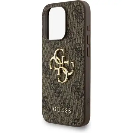 Guess PU 4G Metal Logo Strap kryt iPhone 15 Pro hnědý *Rozbalený*