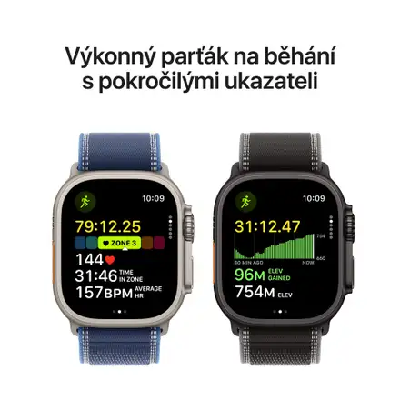 Apple Watch Ultra 3 GPS + Cellular 49mm Černý titan s černým titanovým milánským tahem - Střední