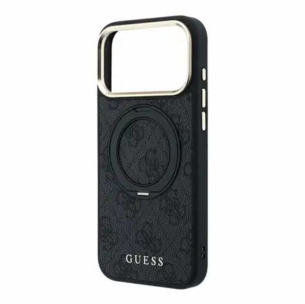 Guess PU 4G Ring Stand MagSafe kryt iPhone 18 Pro Max černý