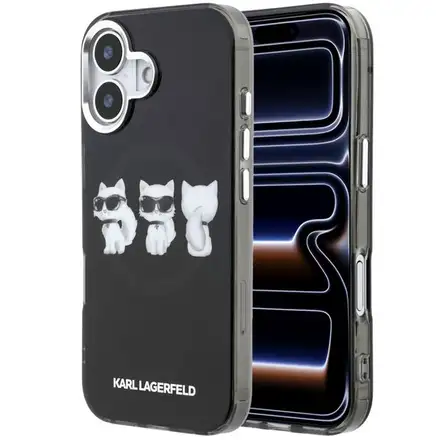 Karl Lagerfeld IML Choupette Trio Watercolor MagSafe kryt iPhone 17 černý