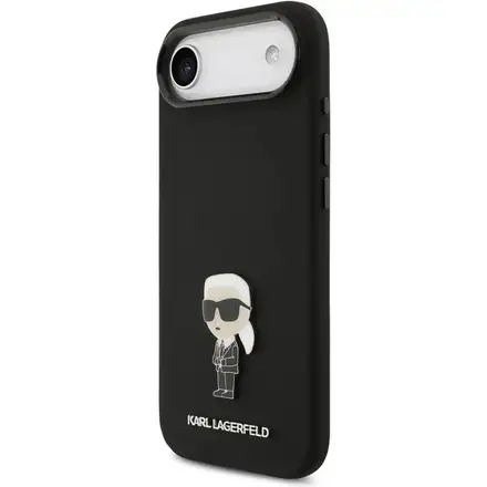 Karl Lagerfeld Liquid Silicone Metal Ikonik kryt iPhone Air černý