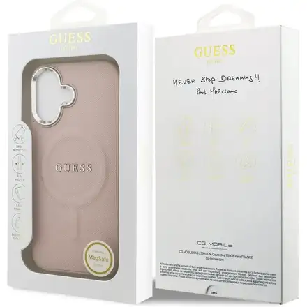 Guess PU Saffiano MagSafe kryt iPhone 17 růžový