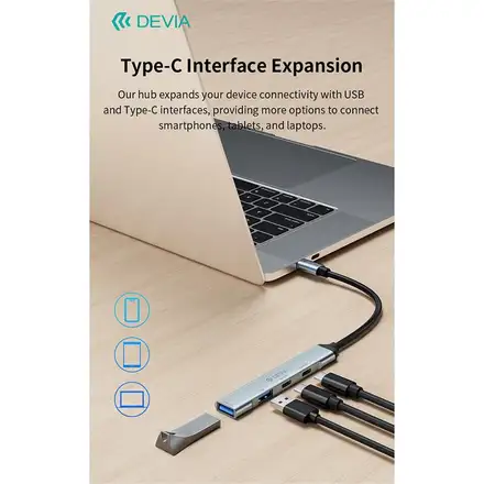Devia USB-C Hub Lite 4 in 1 EC707-Deep Gray