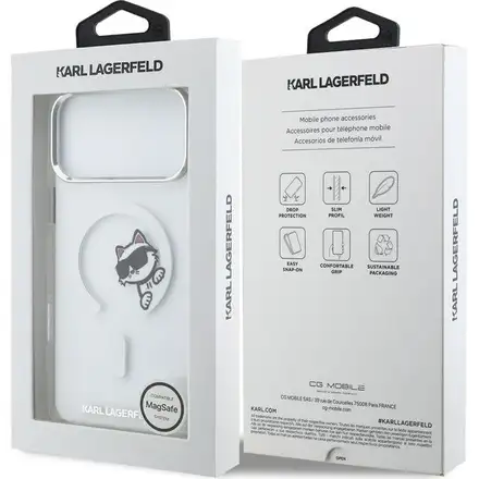 Karl Lagerfeld IML Choupette Peekaboo MagSafe MagSafe kryt iPhone 17 Pro Max průhledná