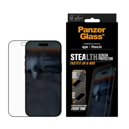 PanzerGlass ochranné sklo UWF Stealth pro iPhone Air - Black Frame