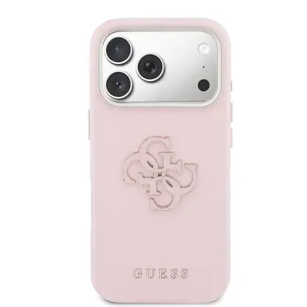 Guess PU Resin Logo kryt iPhone 17 Pro růžový