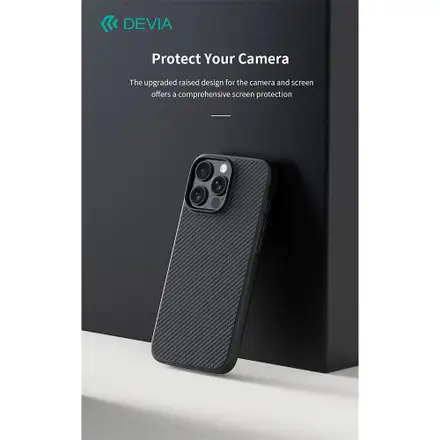 Devia kryt Kevlar Ultra-Thin Magnetic Shockproof Case pro iPhone 16 Pro - Black
