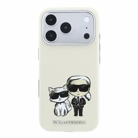 Karl Lagerfeld PU Semi Wrap Smooth Sketch Bodies Magsafe kryt iPhone 18 Pro Max béžový