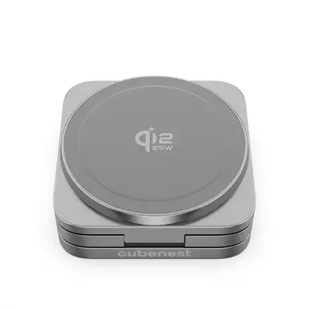 Cubenest Qi2.2 3v1 Skládací bezdrátová magnetická nabíječka SQ312 Ultra - šedá