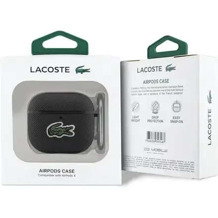 Lacoste Petit Pique Croc Logo Patch Pouzdro pro AirPods 4 černé