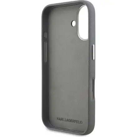 Karl Lagerfeld Grained PU K&CH Heads kryt iPhone 16 šedý