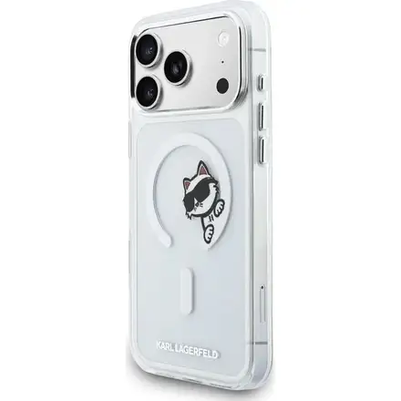 Karl Lagerfeld IML Choupette Peekaboo MagSafe MagSafe kryt iPhone 17 Pro Max průhledná