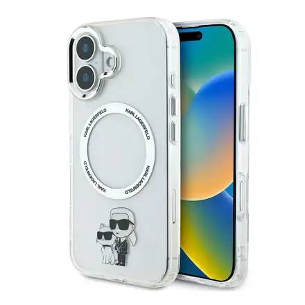 Karl Lagerfeld IML Karl and Choupette MagSafe kryt iPhone 16 průhledný