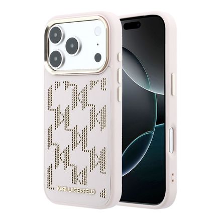 Karl Lagerfeld PU Perforated Monogram MagSafe MagSafe kryt iPhone 17 Pro Max růžový