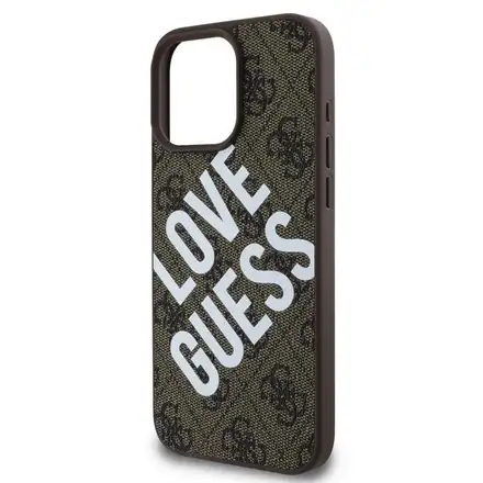 Guess PU Leather 4G Big Love Logo MagSafe kryt iPhone 16 Pro černý