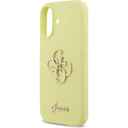 Guess Liquid Silicone 4G Metal Logo kryt iPhone 17 žlutý