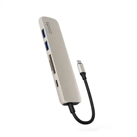 iStores by Epico 6in1 Hliníkový Hub 8K s USB-C konektorem - Hvězdně bílá