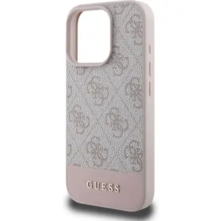 Guess PU 4G Stripe kryt iPhone 16 Pro Max růžový