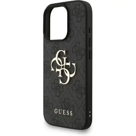 Guess PU 4G Metal Logo Strap kryt iPhone 16 Pro Max černý