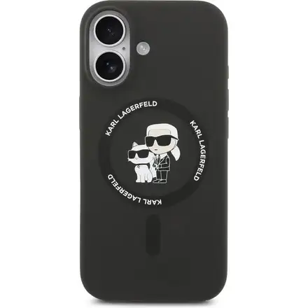 Karl Lagerfeld Liquid Silicone Karl and Choupette MagSafe kryt iPhone 17 černý