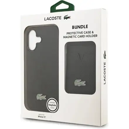 Lacoste Iconic Petit Pique MagSafe kryt + peněženka iPhone 17 černý