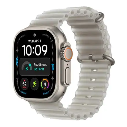 Apple Watch 49mm Translucent Grey Ocean Band Extension-Natural Titanium Finish