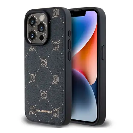 Karl Lagerfeld PU Karl Heads Pattern Magsafe kryt iPhone 15 Pro Max černý