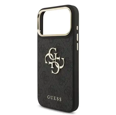Guess PU Leather 4G Gold Frame MagSafe kryt iPhone 18 Pro černý