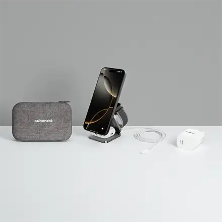 Cubenest Qi2.2 3v1 Skládací bezdrátová magnetická nabíječka SQ312 Ultra - šedá