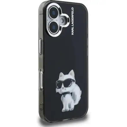Karl Lagerfeld IML Aquarelle Choupette kryt iPhone 16 černý