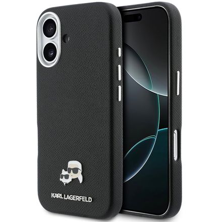 Karl Lagerfeld PU Karl and Choupette Heads Pins MagSafe kryt iPhone 17 černý