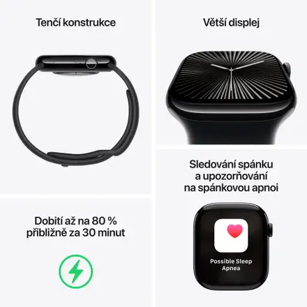 Apple Watch Series 10 GPS + Cellular 46mm Břidlicově šedý titan s břidlicově šedým milánským tahem - S/M