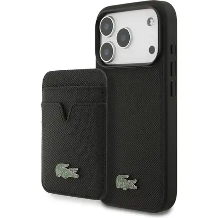 Lacoste Iconic Petit Pique MagSafe kryt + peněženka iPhone 17 Pro černý