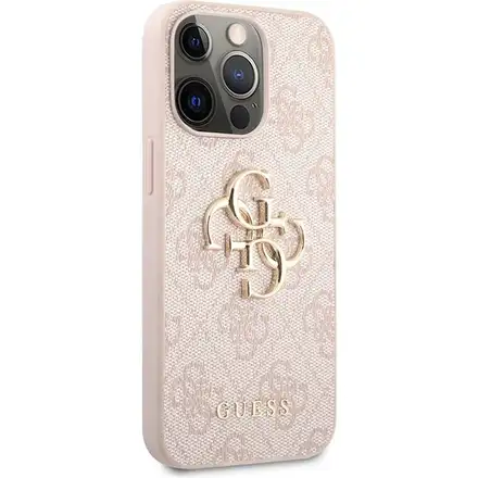 Guess PU 4G Metal Logo kryt iPhone 13 Pro Max růžový