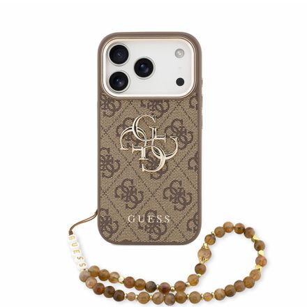 Guess PU 4G Metal Logo Strap kryt iPhone 18 Pro hnědý